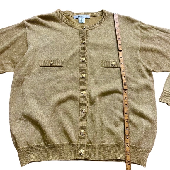 Sold/// 1990’s Vintage Blousy Gold Lurex Cardigan, Size Medium - Picture 5 of 8